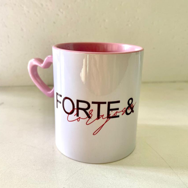 caneca alça corção coleção forte e corajosa